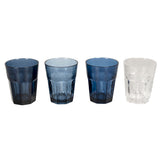 4x Campingglas Trinkglas Set - 400 ml - Glasset klar blau - Wasserglas Gläser Polycarbonat Glas ideal für Camping Küche