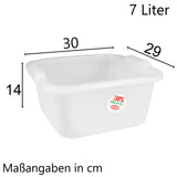 4x Schüssel 7 Liter quadratisch 30x29x14 cm weiß - Lebensmittelecht aus LDPE Kunststoff - Haushaltsschüssel Waschschüssel Universal Küchenschüssel Spülschüssel Kunststoff Fußbad Pflege - nestbar