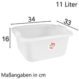 2x Schüssel 11 Liter quadratisch 34x33x16 cm weiß - Lebensmittelecht aus LDPE-Kunststoff - Haushaltsschüssel Waschschüssel Universal Küchenschüssel Spülschüssel Kunststoff Fußbad Pflege - nestbar