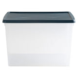 AUFBEWAHRUNGSBOX - 50 Liter - Archivbox für 6 Aktenordner DINA4-Format 49x38,5x32 cm - transparent Navy Blau - stapelbar - Archivkiste Kunststoff Box Stapelkiste Büro Storage Aufbewahrung