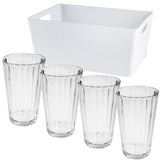 4 x Campingglas Trinkglas 450ml mit BOX elegante Kristall Glas Optik - klar Gläser 4er Set - Wasserglas - Cocktailglas - Kunststoff Glas - Outdoor Haushalt Küche - stabil - bruchsicher - leicht abwaschbar