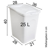Wäschekorb 25 Liter klein mit Deckel - Wäschesammler ohne Löcher 36x28x40cm Wäschebox Wäschesortierer Kunststoff Singlehaushalt