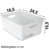 Ordnungsbox-Set WEIß-GRAU-ANTHRAZIT - 24x16x10cm - 3,3 Liter - DINA5 - Schubladenorganizer Ordnungskorb Schublade - Organizerbox Ordnungssystem Kunststoff Aufbewahrung Bad Korb Schrank Schreibtisch