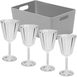 4 x Campingglas Weinglas 220ml mit grauer Box elegante Kristall Glas Optik klar - Weingläser für die Campingküche