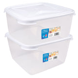2 Stück Vorratsdose Set 15 Liter mit Deckel Frischhaltedose - Aufbewahrungsbox mit Deckel - lebensmittelecht - transparent mit weißem Deckel - quadratisch