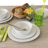 Melamin Geschirr Set Creme für 4 Personen 16 Teile mit Edelstahl Thermo Tassen doppelwandig - Tonoptik Essgeschirr - Campinggeschirr Picknick ideal für Camping modern Outdoor
