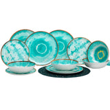 Melamin Geschirrset für 4 Personen - 13 Teile in Türkis - mit Salatschüssel Campinggeschirr Geschirrset Tafelgeschirr Spülmaschinengeeignet Tableware Outdoor Camping