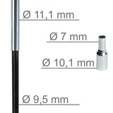 Fiberglas Zeltstange Ø 9,5 mm - 400 cm aus 7 Segmenten - mit Gummizug und Einfädelhilfe Zeltgestänge Zeltstangen - Ersatzstangen für Zelte - Kürzbar - Biegeradius 120cm