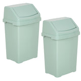 2x Mülleimer mit Schwingdeckel grün 25 Liter - Mülltrennung - Abfalleimer Deckel Abfallbehälter