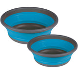 2x Faltbarer Schüssel - rund - 6 Liter + 9 Liter - gefaltet 5 cm - blau Waschschüssel Spülschüssel Wasserschüssel - Kunststoff Spüle