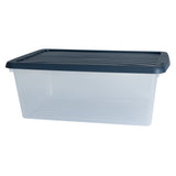AUFBEWAHRUNGSBOX - 3,5 Liter - Aufbewahrungsbox mit Deckel - 28x17,5x10,5cm transparent Navy Blau - stapelbar - Kunststoff Box Stapelkiste Büro Storage Aufbewahrung Flach