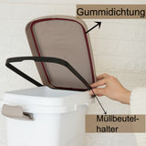 Abfalleimer 15 Liter Weiß-Taupe 33x22x41cm - mit Gummidichtung im Deckel verschließbar Geruchstdichter Mülleimer Biomüll Windeleimer Wickeleimer Hygieneeimer Katzeneimer Küche Kompost