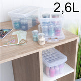 AUFBEWAHRUNGSBOX - 2,6 Liter - Aufbewahrungsbox mit Deckel - 24x14x12cm - transparent klar - stapelbar - Kunststoff Box Stapelkiste Ordnungsbox Büro DIY