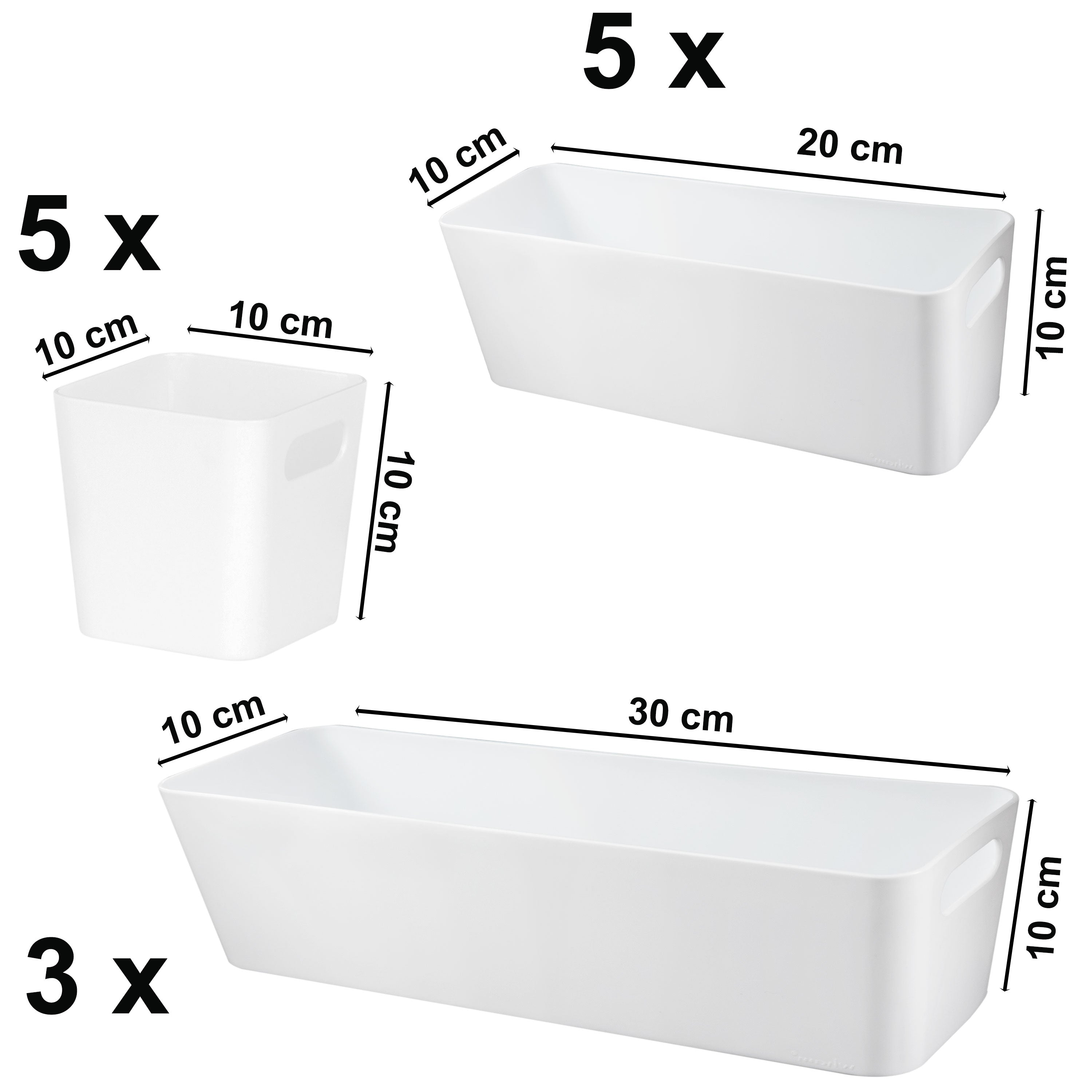 aufbewahrung 10 cm hoch Schubladen Organizer 13 Teile Set - 10 cm hoch - Boxen in 3 Größen