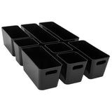 8 Teile Organizer Set - 10 cm hoch - schwarz - Boxen in 3 Größen - Schubladeneinsatz passend für Schubladen von 30 x 50 cm
