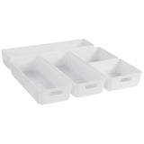 Schubladen Ordnungssystem - 6 cm hoch - 5 Teile in 3 Größen - für 40x40 Schublade Aufbewahrungsbox weiß - Organizer Ordnungsbox Körbchen Box