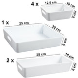 Schubladen Ordnungssystem - 6 cm hoch - 7 Teile in 3 Größen - für 40x38 Schublade Aufbewahrungsbox weiß - Organizer