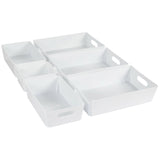 Schubladen Organizer - 6 cm hoch - 6 Teile - in 3 Größen - für 51x38 Schublade Aufbewahrungsbox weiß - Ordnungssystem