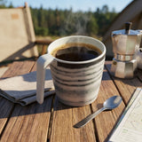 Melamin 6 Tassen 350 ml ideal für Camping - Schiefer - Stapelbar - Steingutoptik Trinkbecher Kaffeetasse Kaffeebecher