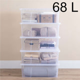 AUFBEWAHRUNGSBOX 68 Liter - Aufbewahrungsbox mit Deckel - 71x47x25cm - transparent klar - stapelbar - Kunststoff Box Stapelkiste Unterbettkommode Büro