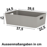 Ordnungsbox - taupe - Lederoptik - 39,5 x 24,5 cm - Schubladenorganizer Ordnungskorb Organizerbox - Ordnungssystem Kunststoff - Aufbewahrung Bad Korb Schrank Schreibtisch Kiste