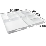 Schminktisch Schubladen Organizer Set - 10 Teile - Ordnungssystem - weiß - 5 cm hoch - 55x58 cm Boxen in 3 Größen - Aufbewahrungsbox Box Schubladeneinsatz