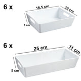 Schminktisch Schubladen Organizer Set - 12 Teile - Ordnungssystem - weiß - 5 cm hoch - Boxen in 2 Größen Aufbewahrungsbox Box - Schubladeneinsatz 75x38 cm