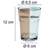 Melamin Geschirr Set Bambi Braun für 2 Personen - 8 Teile mit klaren Trinkgläsern 400 ml aus Acryl Steingutoptik Campinggeschirr