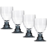 4x Campingglas Trinkglas 410 ml Set Trinkgläser aus Acryl Boden grau | Plastikglas Kunststoff Glas Campinggeschirr Zubehör Picknick Gläser klar Trinkbecher Kunststoff Wasserglas Partyzubehör Campingküche Weinglas