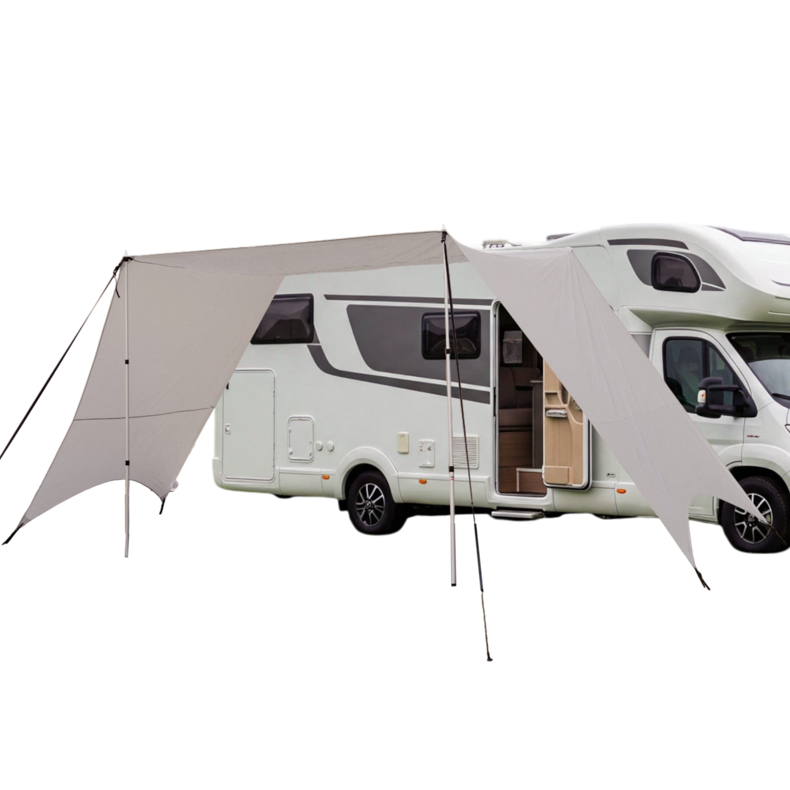 Sonnensegel 250x240 mit Seitenwand für Wohnwagen Wohmobil Vorzelt Camping Gestänge Sonnenschutz Reisevorzelt Busvorzelt 5000mm Wasserfest