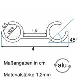 Alu Doppelkederschiene 1,2 Meter Kederleiste Ø9mm (passend für 6-8mm Keder) Neigung 45°- Aluminium Leiste Kederprofil für Wohnwagen Wohnmobil - Zelt Vorzelt Schürzenleiste Vorzeltschiene