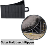 2x Unterlegkeile 15x10x9 cm für PKW Wohnmobil Wohnwagen aus Kunststoff mit Griff Bremskeil Keil Camping Zubehör Schwarz Parkhilfe Einparkhilfe Parkstopper Standkeil Auto Parken Anhänger