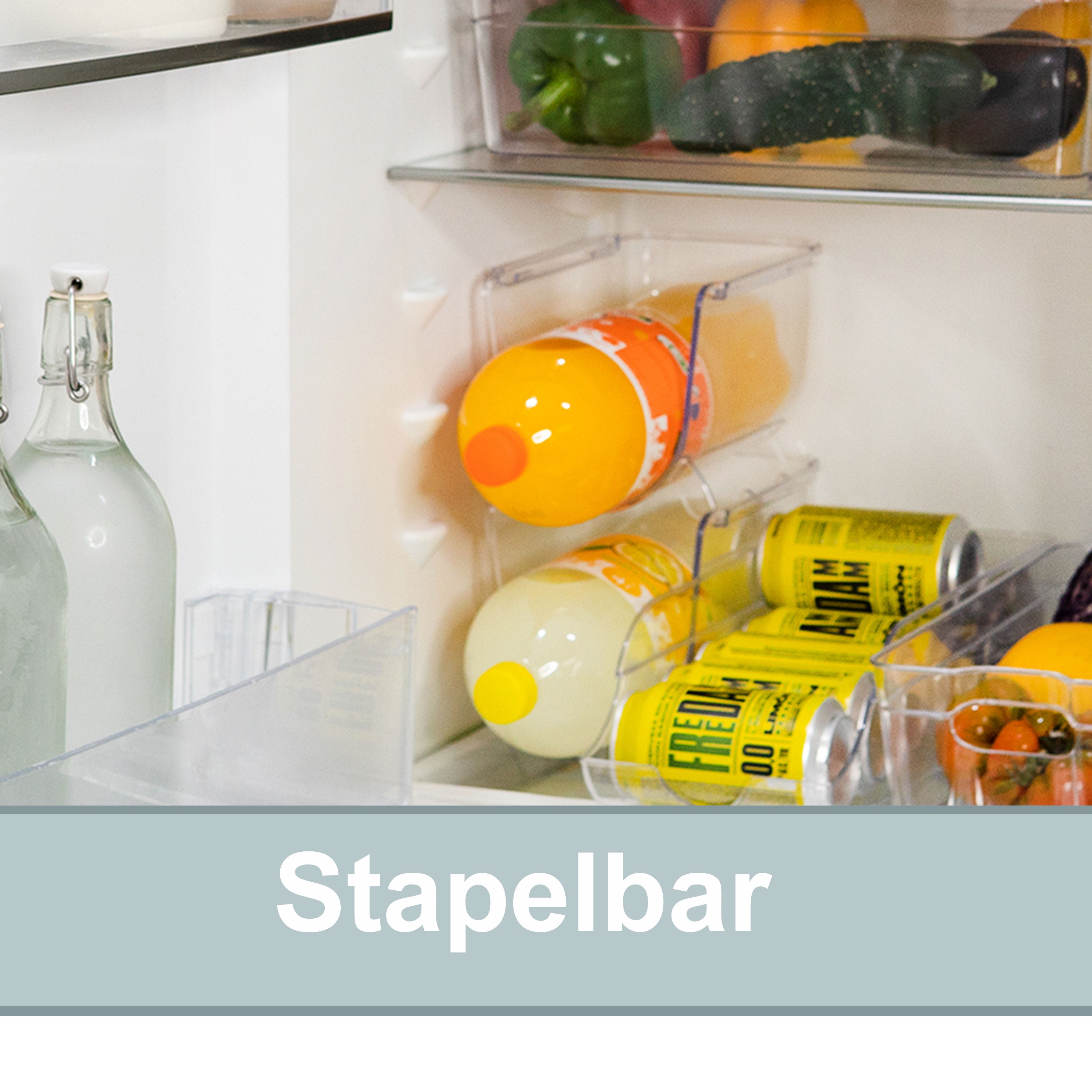 flaschen aufbewahrung kühlschrank Flaschenregal Kühlschrank-Organizer 20,5x12x11 cm durchsichtig stapelb –  Hummelladen