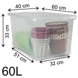 Aufbewahrungsbox mit Deckel 60 Liter - 60x40x33cm - transparent - stapelbar