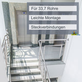 Edelstahl Flansch für 33,7 mm Rohre - V2A Fitting für Geländer Handlauf Balkon gebürstet Bodenflansch Verbindung Wandmontage Rohrmontage
