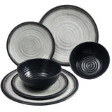 Melamin Geschirr Set für 2 Personen Grau Granit-Optik 6 Teile - Campinggeschirr Geschirrset Tafelgeschirr - Spülmaschinengeeignet Tableware Outdoor Camping