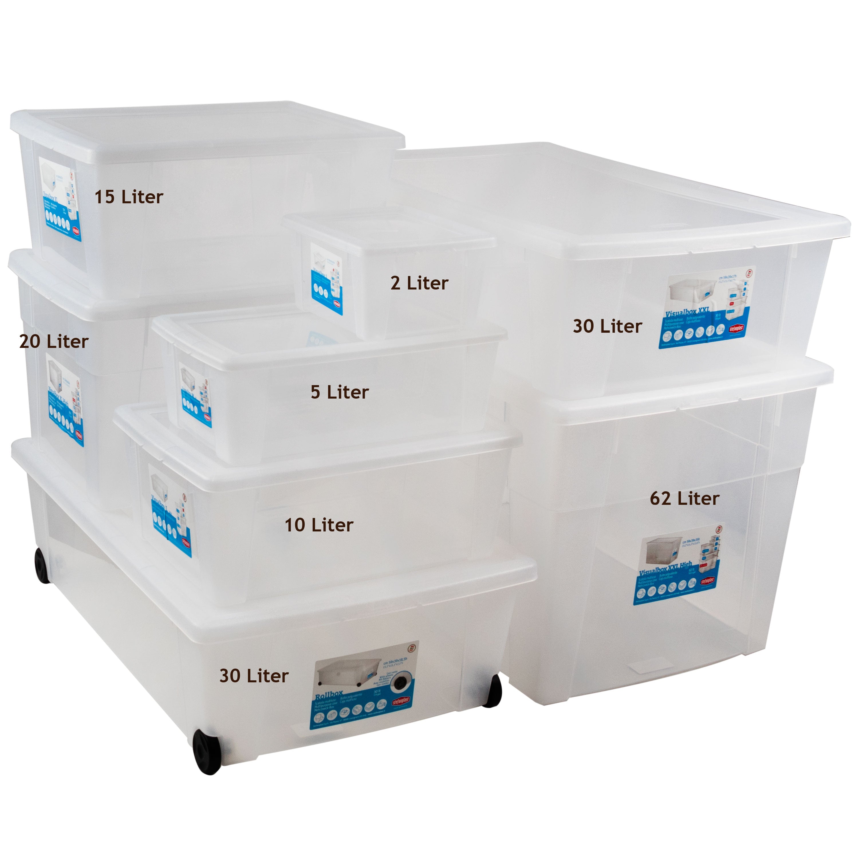 12 x Aufbewahrungsbox mit Deckel 2 Liter - 19x16x10 cm