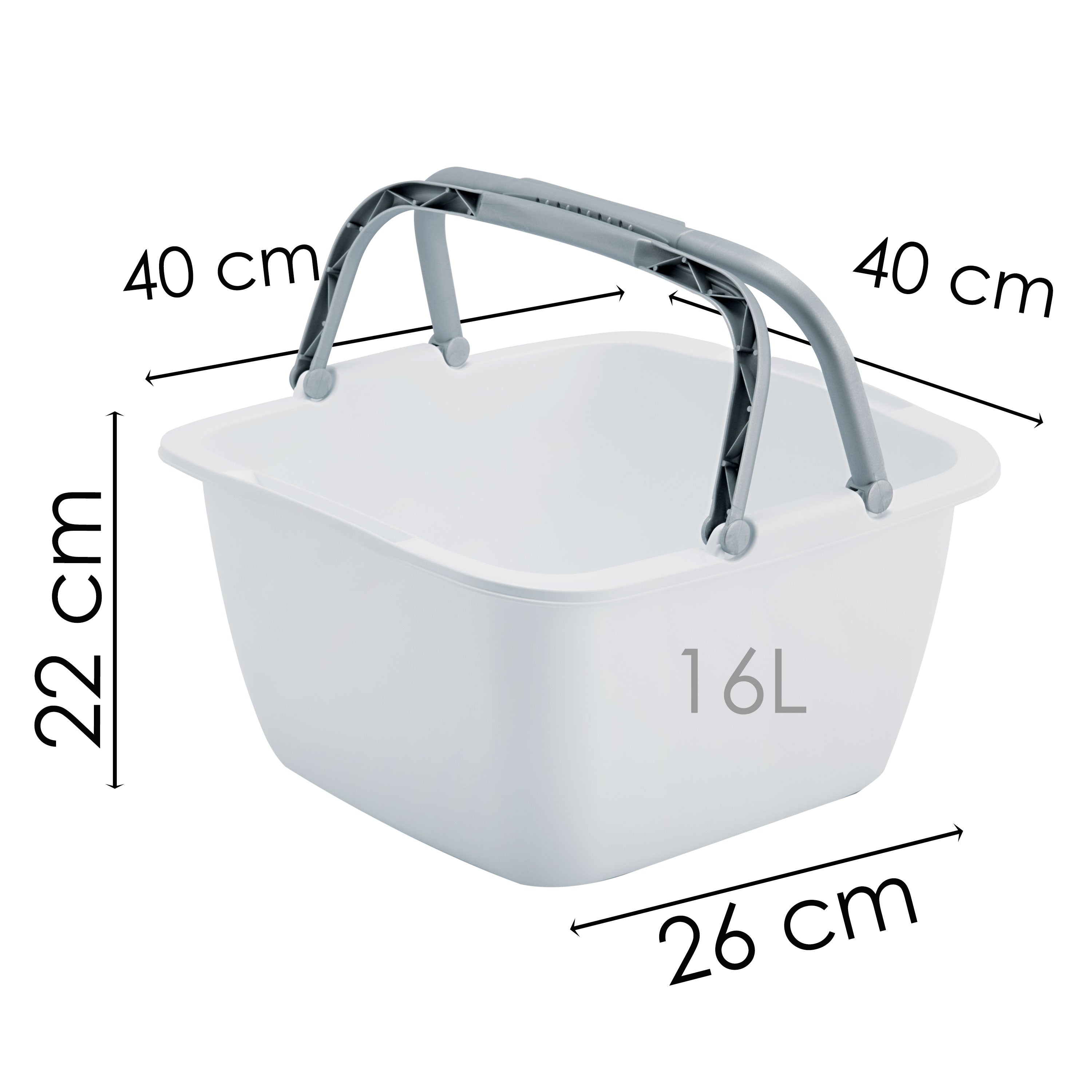 Schüssel mit Tragegriff Waschschüssel 18,5 Liter 40 x 40 cm Quadratisc – Hummelladen