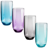 4x Campingglas Trinkglas 450ml mit BOX elegante Glas Optik - bunt - Gläser 4er Set Wasserglas - Cocktailglas - Kunststoff Glas - Camping - Outdoor Haushalt Küche - stabil - bruchsicher - leicht abwaschbar