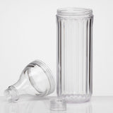 Campingglas Fruit Infuser Flasche 1 Liter - BPA frei - inklusive 4 Trinkgläser Wasserkaraffe - Kristall Optik - Klar - Kunststoffflasche - Frucht Flasche - Glasset mit Flasche - Karaffe Leicht Outdoor