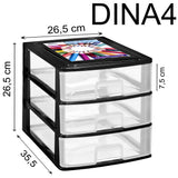 Schubladenbox DIN A4 mit 3 Schubladen 35,5x26,5x26,5 cm
