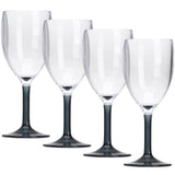 Melamin Geschirrset 16 teilig für 4 Personen - elegante Schiefer Optik in schwarz mit 4 Weingläsern 290 ml Campinggeschirr - stabil - bruchsicher - leicht abwaschbar - Gläser und Geschirr - Camping