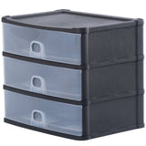 37700 - Wham Schubladenbox mit 3 Schubladen 33x25x29cm DINA4 Schwarz-Transparent