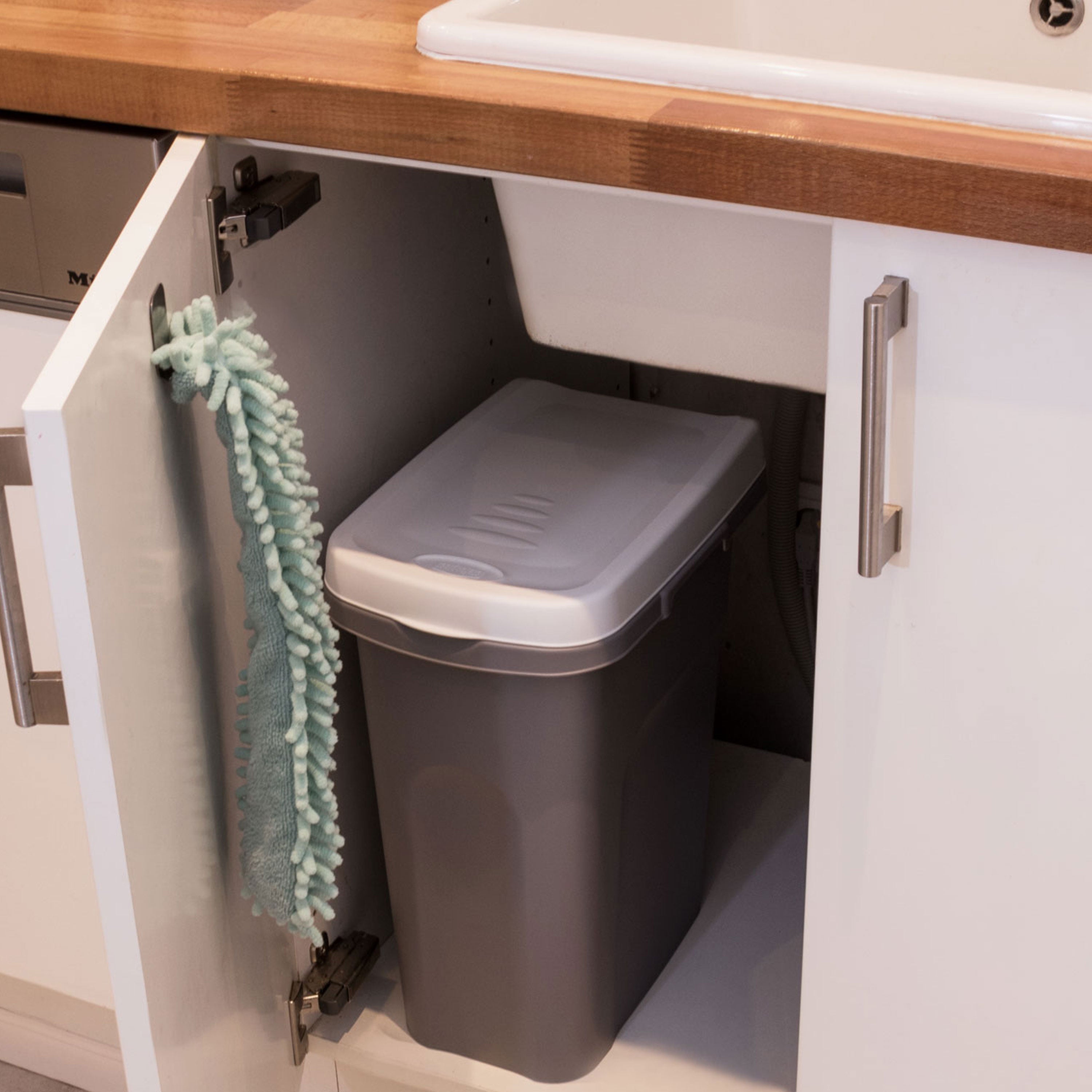 15 Liter Mülleimer schmal mit Deckel Müllsackhalterung Recycling Müllt – Hummelladen