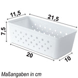 Ordnungsbox WEIß - 21x11x7cm - 1,5 Liter - Kühlschrankorganizer Ordnungskorb Aufbewahrungsbox Fridge Organizer Kühlschrankbox BPA-frei Speisekammer Bad Vorratsschrank Küchenschrank Box