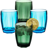 Melamin Geschirr Set Adria Blue für 2 Personen - 8 Teile Blau - mit farblich passenden Trinkgläsern 320 ml aus Acryl Steingutoptik Campinggeschirr Camping