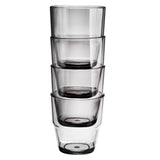 4 x Trinkglas grau aus Acryl 230 ml - Campinggeschirr Zubehör Trinkgläser Glas - Picknick Gläser Trinkbecher Kunststoff Wasserglas Partyzubehör Campingküche Kinderglas Kunststoff Kinderbecher
