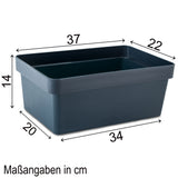 Ordnungsbox - NAVYBLAU Dunkelblau - 36,5x22x14 cm - 9 Liter - Ordnungskorb Schubladenorganizer Organizerbox Ordnungssystem Kunststoff Aufbewahrung Schrank Bad