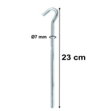 10 Stück Stahl Hering 23 cm - kantiges Profil Ø 7 mm -  Felsnagel Zelthering harter Boden Zeltnagel Zeltpflock Erdspieß Camping Zubehör Outdoor Set