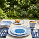 Melamin Geschirr Set Wish Flower Blau für 6 Personen - 24 Teile - Pusteblume Steingutoptik